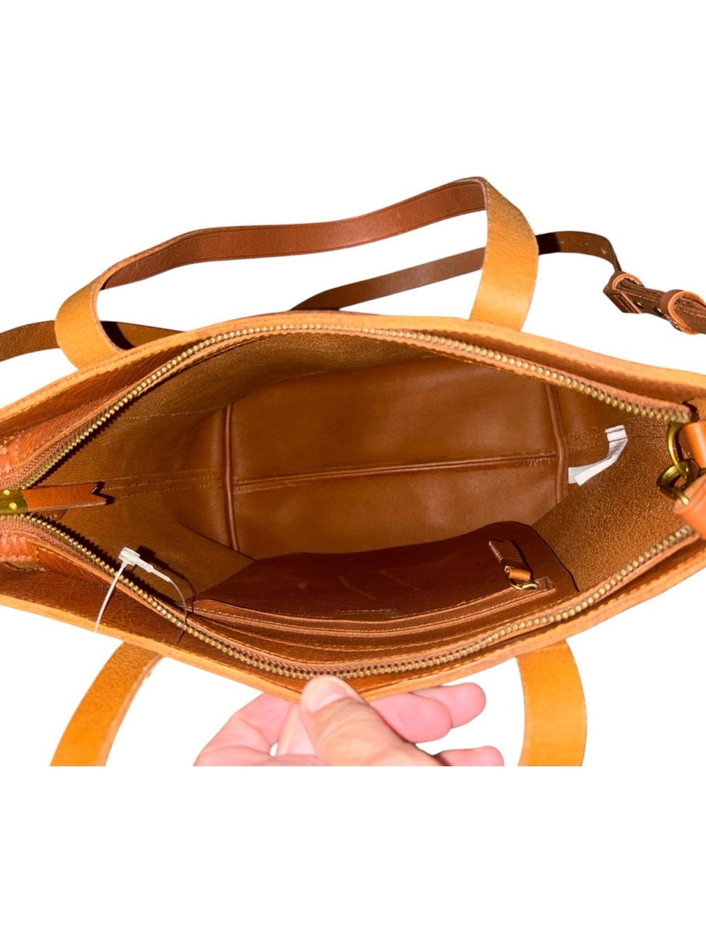 Madewell Medium Transport Tote English Saddle Brown Leather Crossbody Bucket Bag - Picture 4 of 11